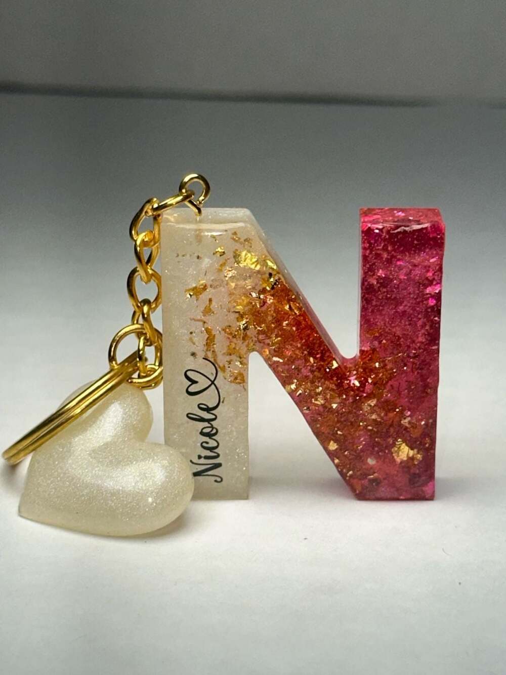 Handmade Alphabet Letter Key Chain โNโ-โNicoleโ